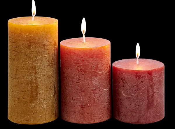 Rustic Velas Conjunto De 3 Castanho, Vermelho, Verde>CASA Online