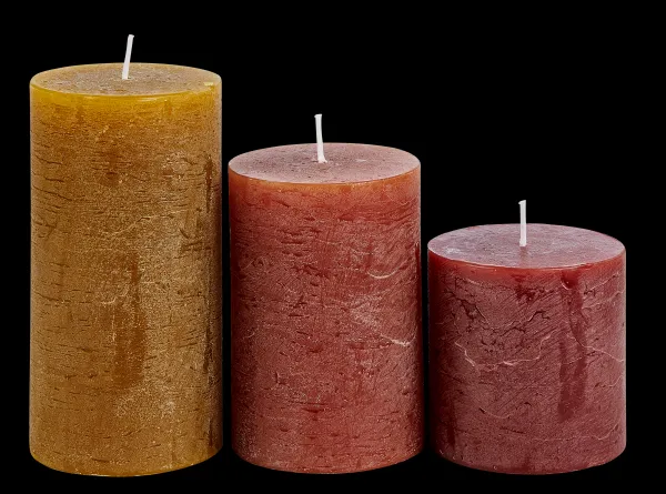 Rustic Velas Conjunto De 3 Castanho, Vermelho, Verde>CASA Online